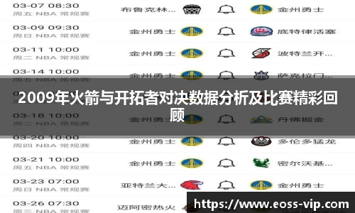 2009年火箭与开拓者对决数据分析及比赛精彩回顾